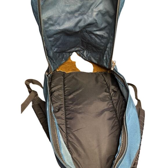 Vintage 90s 1994 JanSport Blue Green Backpack Suede Leather Bottom Backpack - Picture 6 of 12